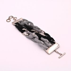 A&M Black and Silver Mesh Links Bracelet